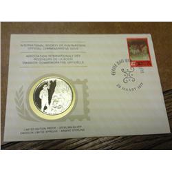 Primitive Rock Paintings FDC W/1 Oz.Sterling Medal