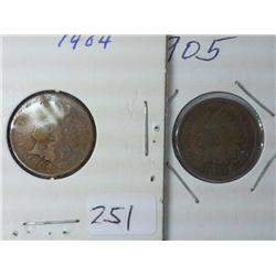 1904 And 1905 Indian Head Cents