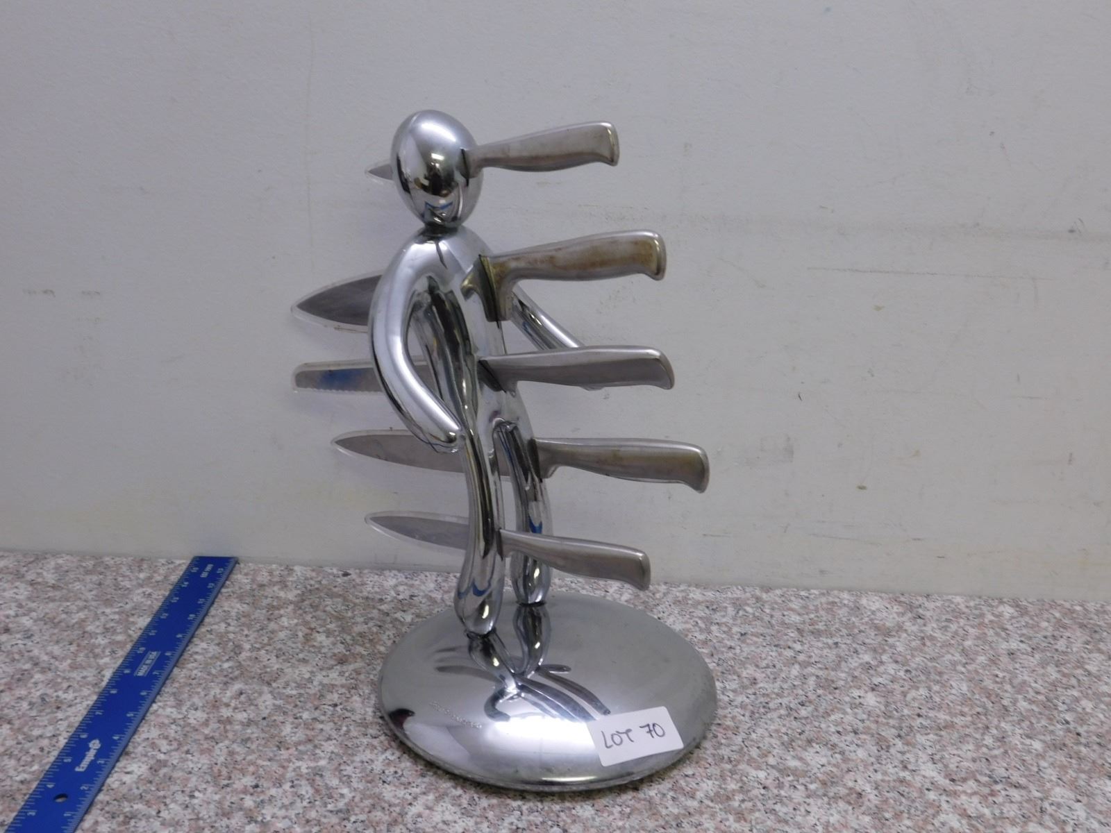 Raffaele Iannello Voodoo Knife Block With 5 Knives Chrome Silver