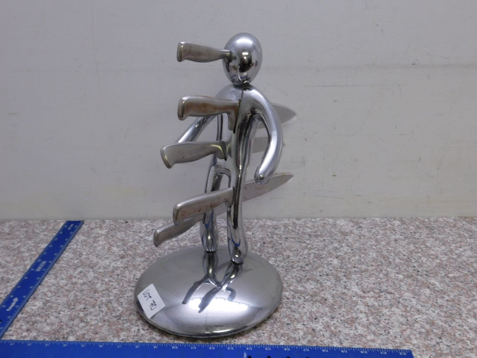 Raffaele Iannello Voodoo Knife Block With 5 Knives Chrome Silver