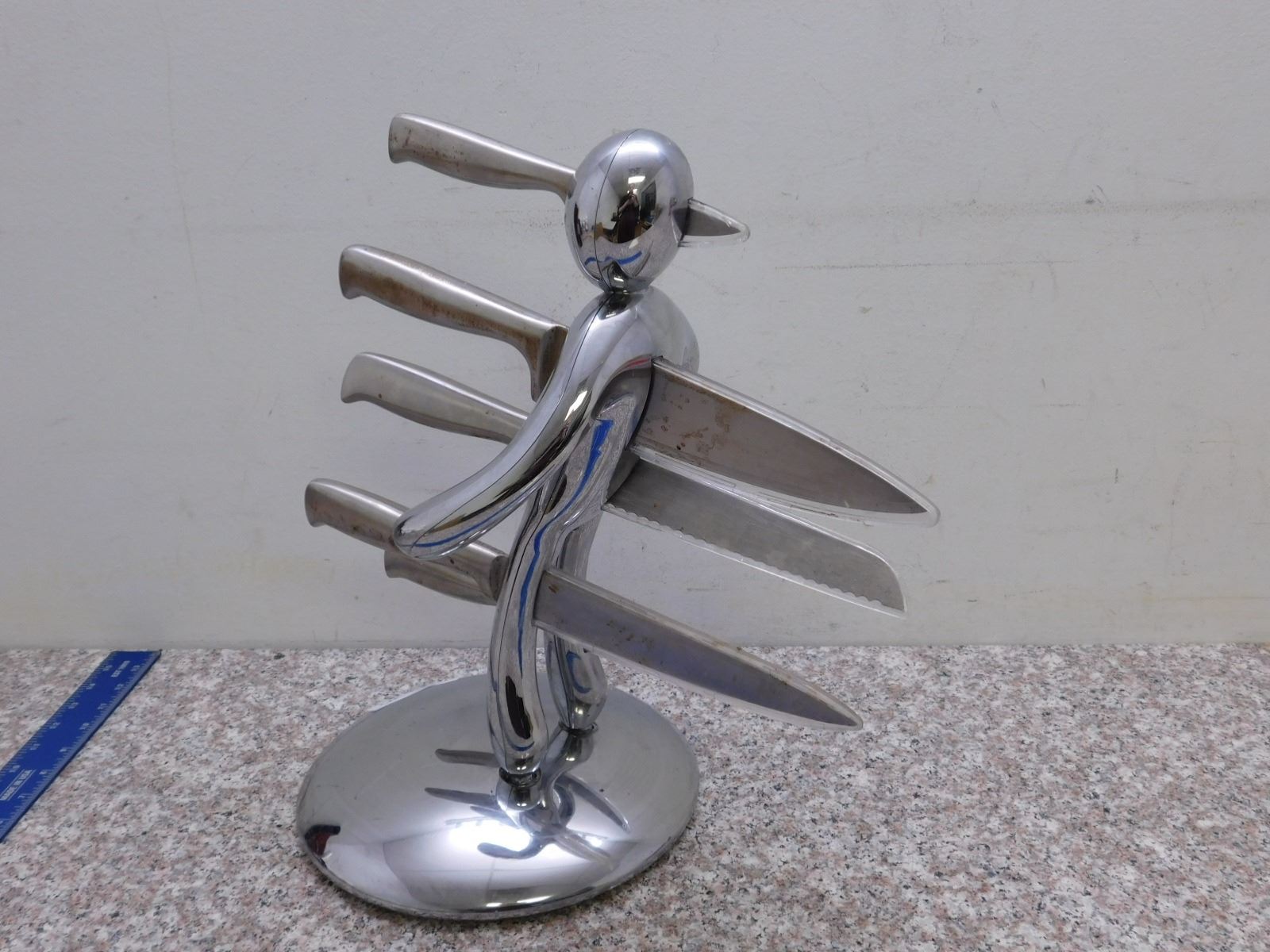 Raffaele Iannello Voodoo Knife Block With 5 Knives Chrome Silver