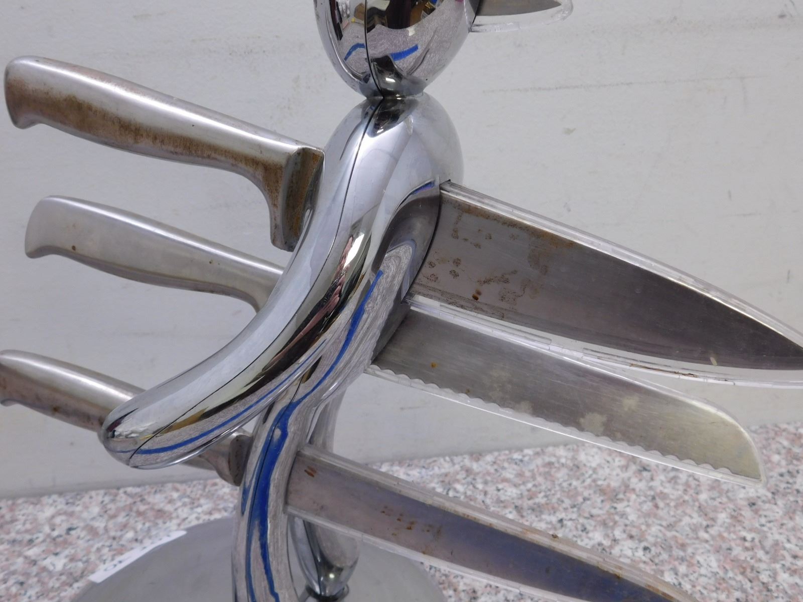 Raffaele Iannello Voodoo Knife Block With 5 Knives Chrome Silver