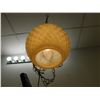 Image 4 : Mid Century Swag Chain Lamp Glass Orb Spaghetti Ribbon White and Brass