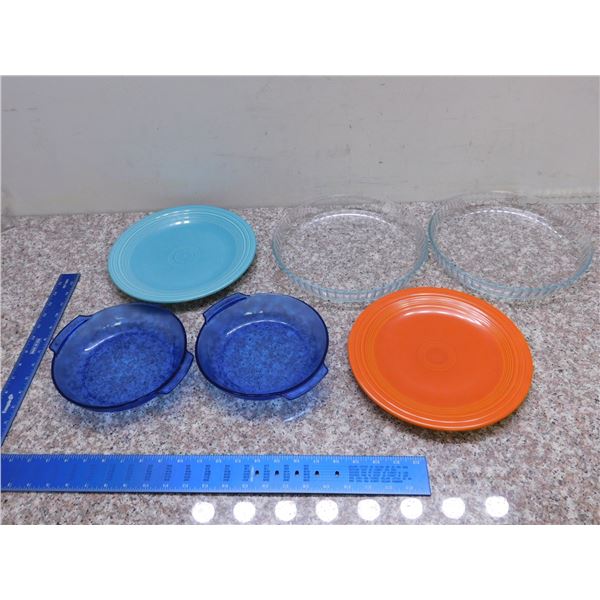 Lot of 6 Pyrex & Misc Pie Dishes Baking Bakeware Plates Fiesta Ware