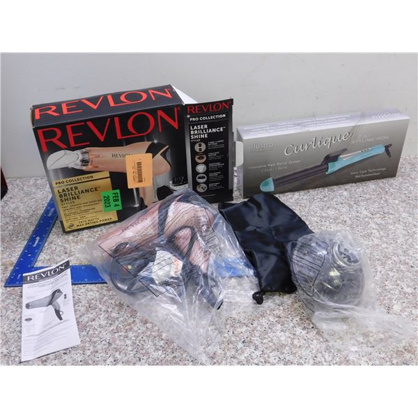 Revlon Pro Collection Laser Brilliance Hairdryer and Illustra Curlique 2 Barrel Hair Curler