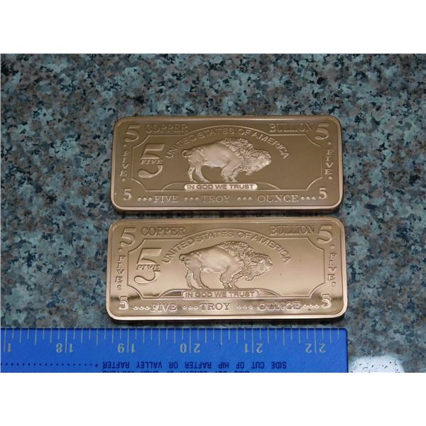 Lot of 2 Copper 5oz Bars CMC Mint