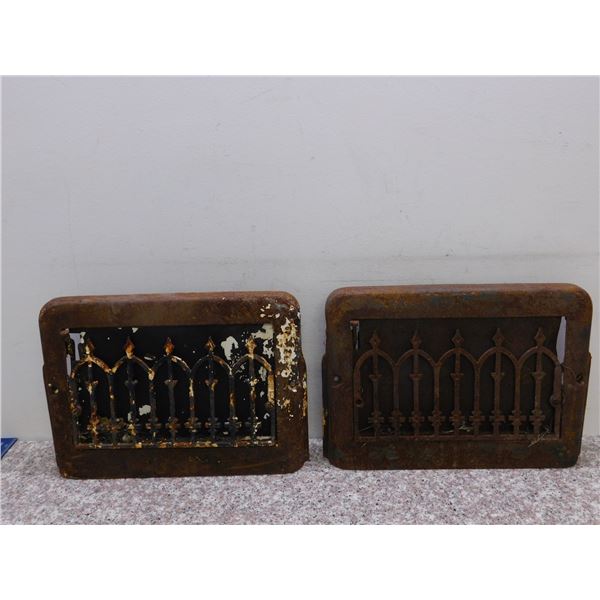 Pair of Antique Cast Iron Wall Register Vents