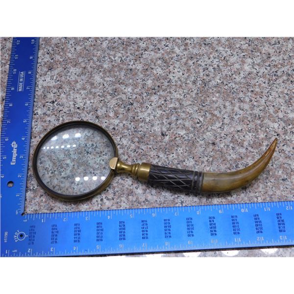 Vintage Horn Handle Brass Magnifying Glass