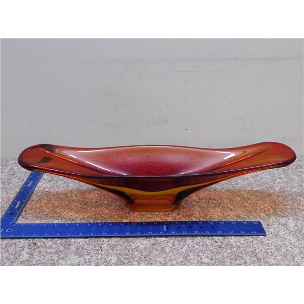 Art Glass Centerpiece Large Gondola Shape 26" Long