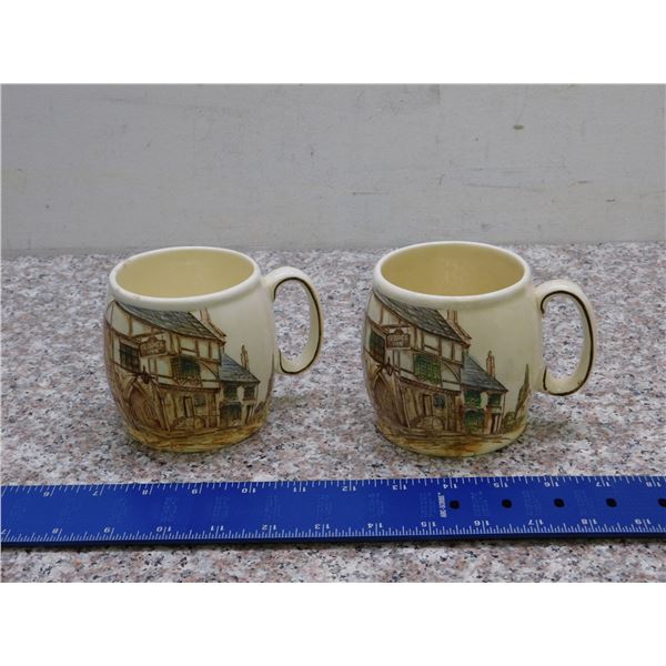 Lot of 2 Kirkham Pottery The George In Norton St Phillips Somerset Mugs