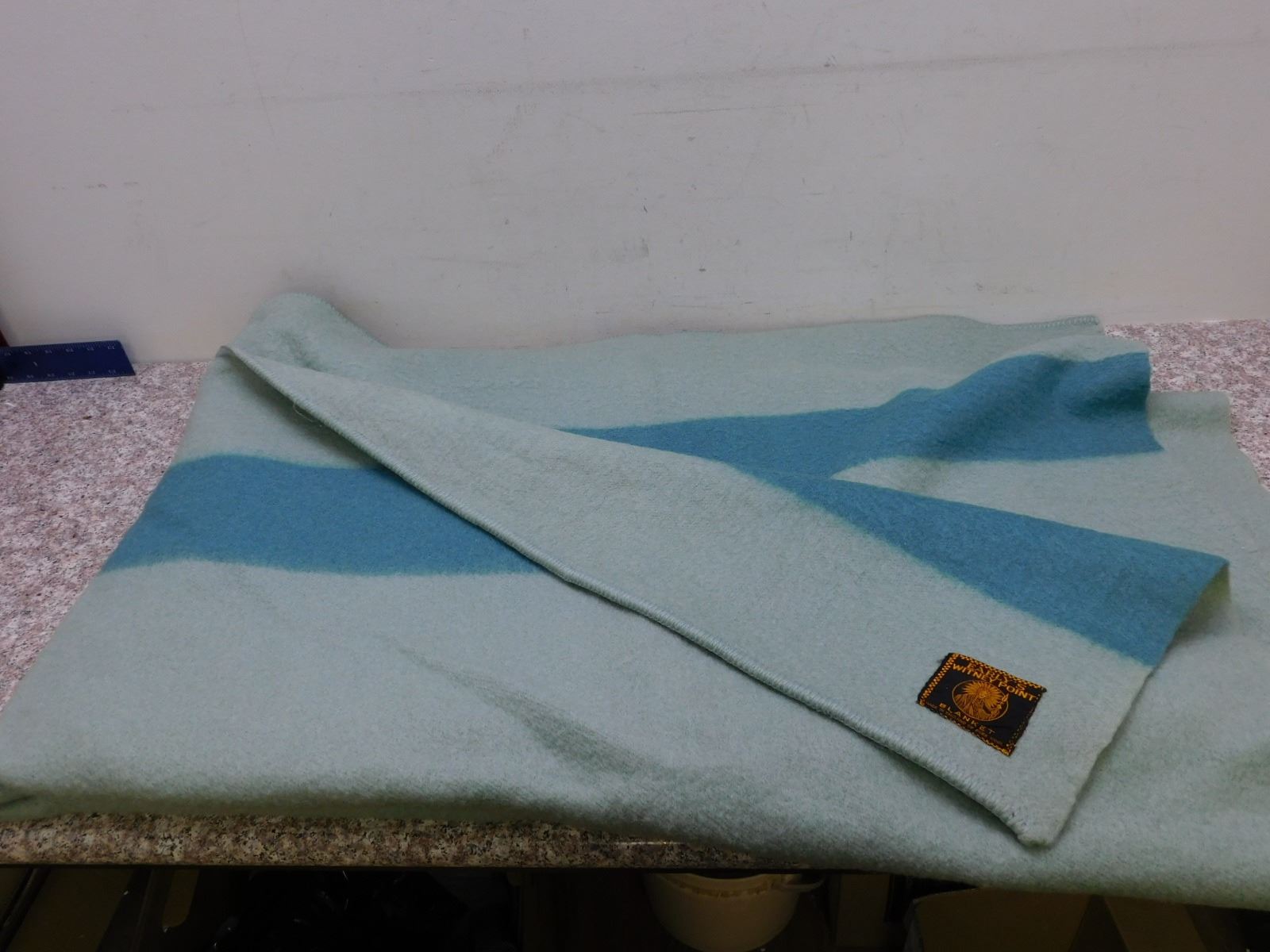 Vintage Green Pure Wool England Blanket Early's Witney Point Blanket