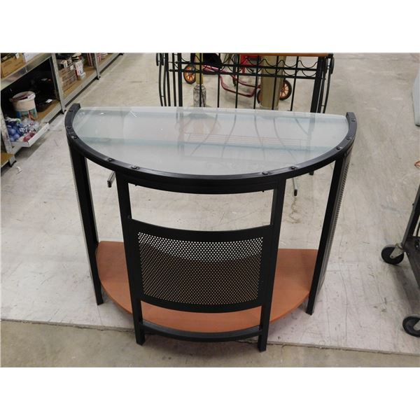 Semi Circle Glass Top Desk Computer Office