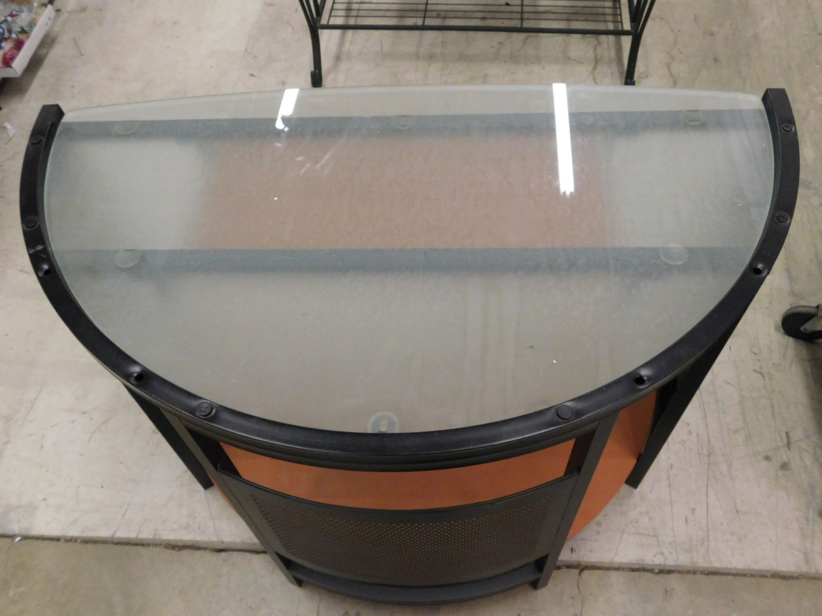 Semi Circle Glass Top Desk Computer Office