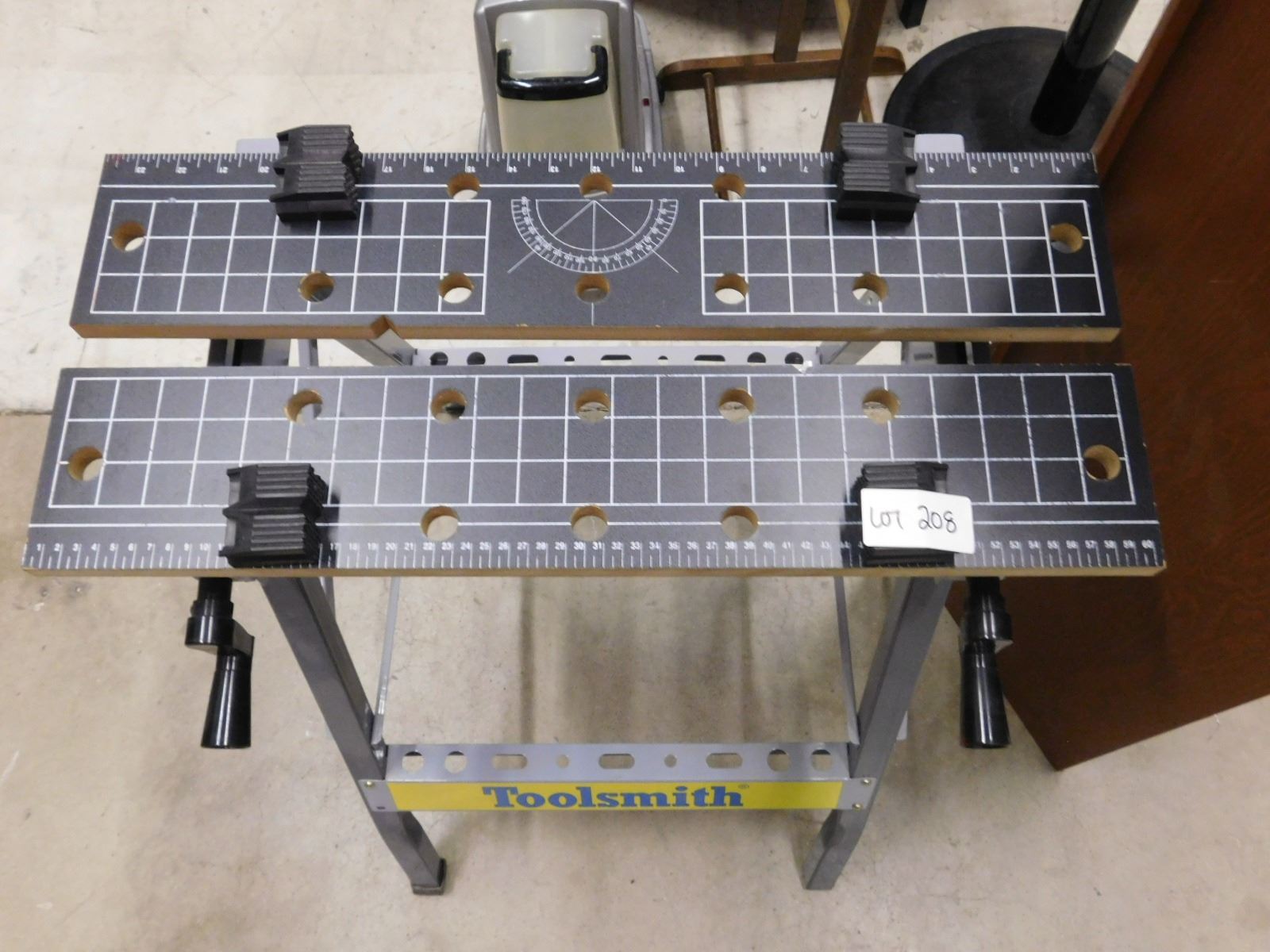 Toolsmith Sawhorse Work Bench and Wooden Shelf