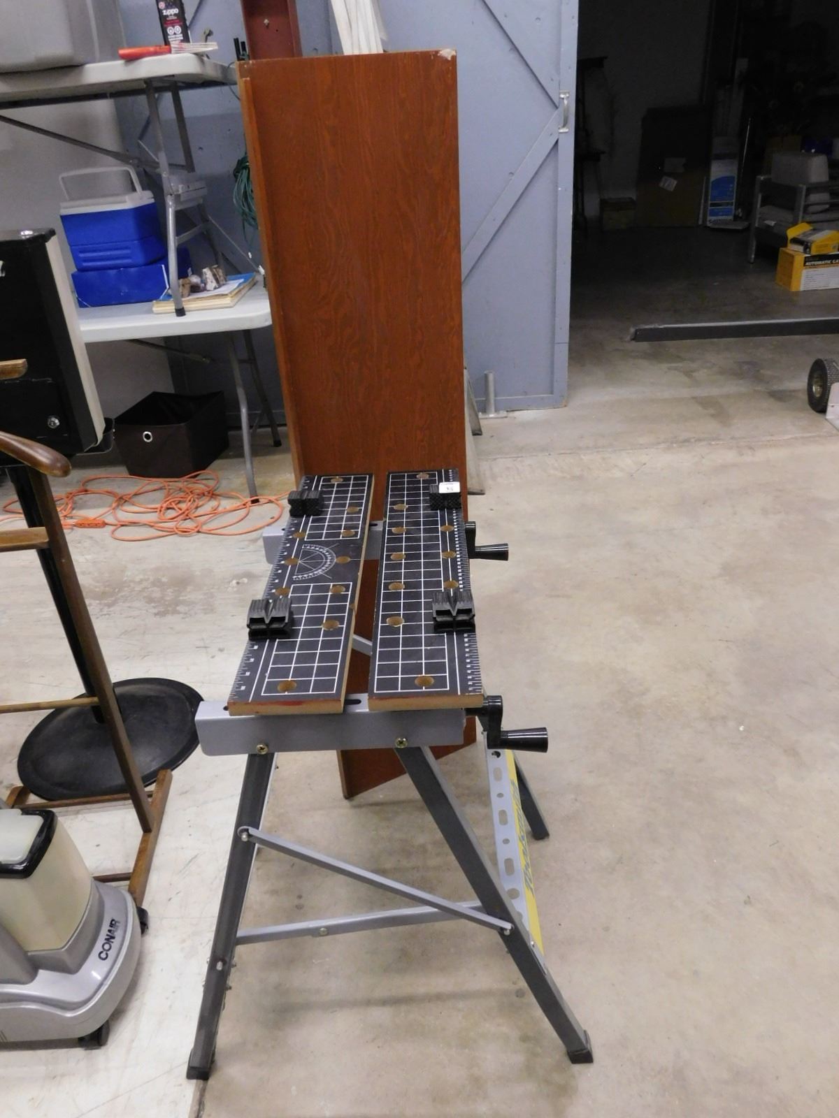 Toolsmith Sawhorse Work Bench and Wooden Shelf