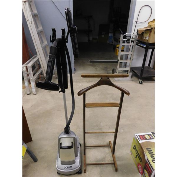 Conair Clothing Steamer *WORKS* and Wooden Butler Stand Valet Suit Holder Dressing