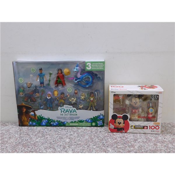 Lot of 2 Disney Raya The Last Dragon Figure Set Hasbro and Goodsmile Mickey Mouse Nendoroid #100