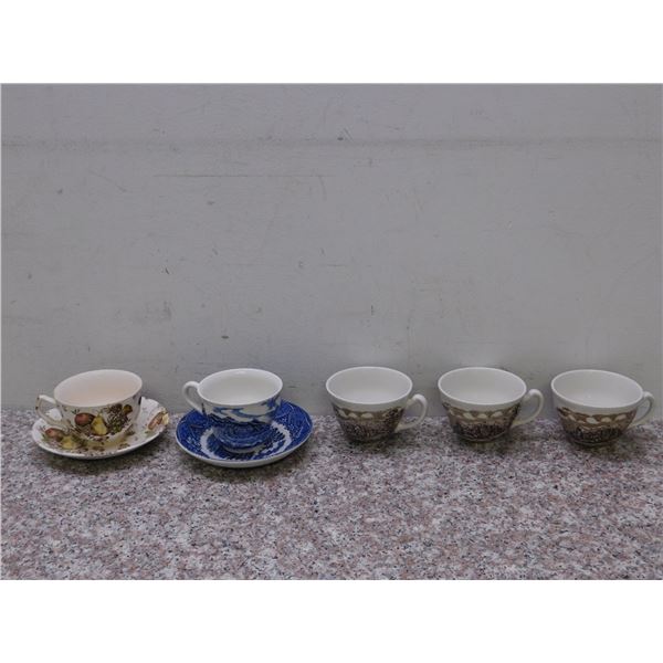 Lot of Misc Teacups & Saucers 5 Cups 2 Saucers England Old Castle Johnson Bros