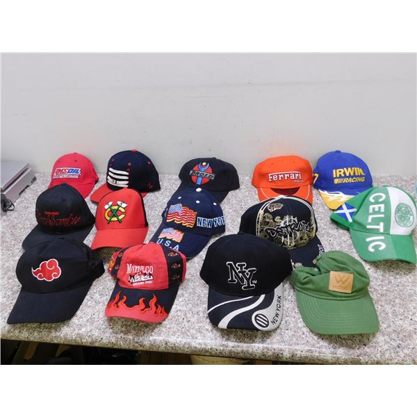 Lot of 14 Baseball Caps Hats Snapback Sports Teams Naruto New York Detroit Etc