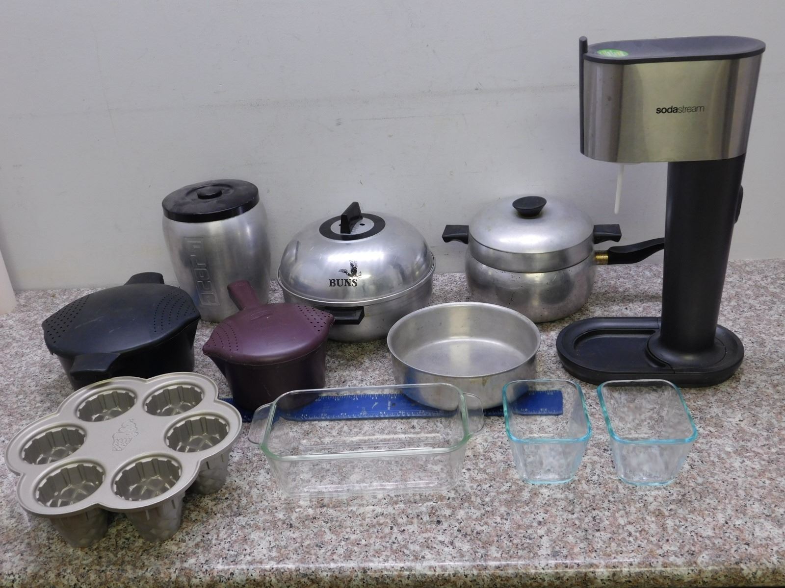 Lot of Kitchenware The Pampered Chef Pots Double Boiler Soda Stream