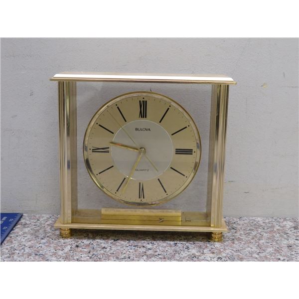 Bulova Quartz Mantle Clock Gold Color B1700 Grand Prix