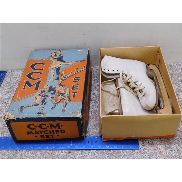 Women's Figure Ice Skates Vintage CCM Match Set Look Barely Used / Unused