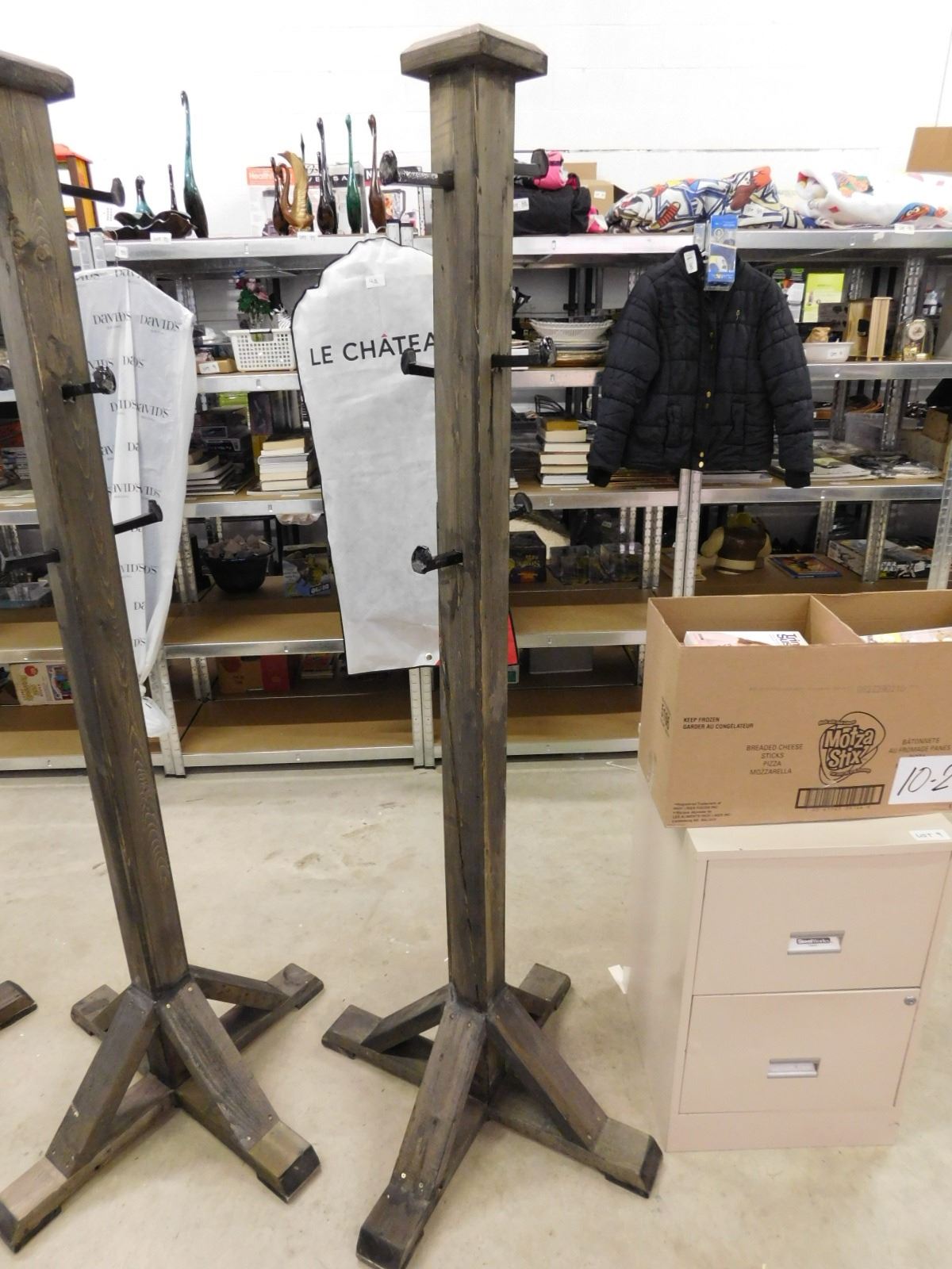 Hand Made Dark Grey Brown Stained 4x4 Wooden Coat Rack With Painted