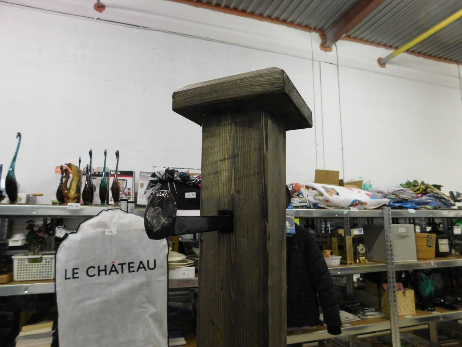 Hand Made Dark Grey Brown Stained 4x4 Wooden Coat Rack With Painted