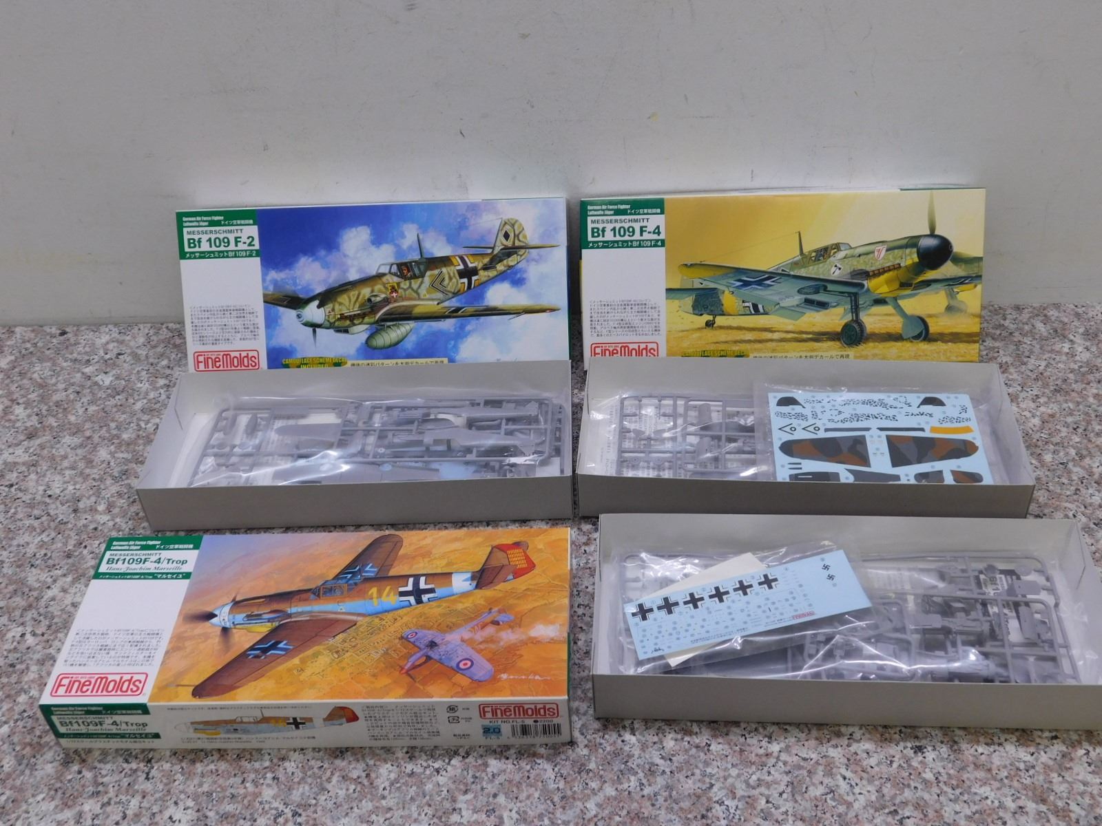 Lot of 3 Fine Molds BF-109 F-2, F-4, F-4 Trop 1:72 Scale Model Kit