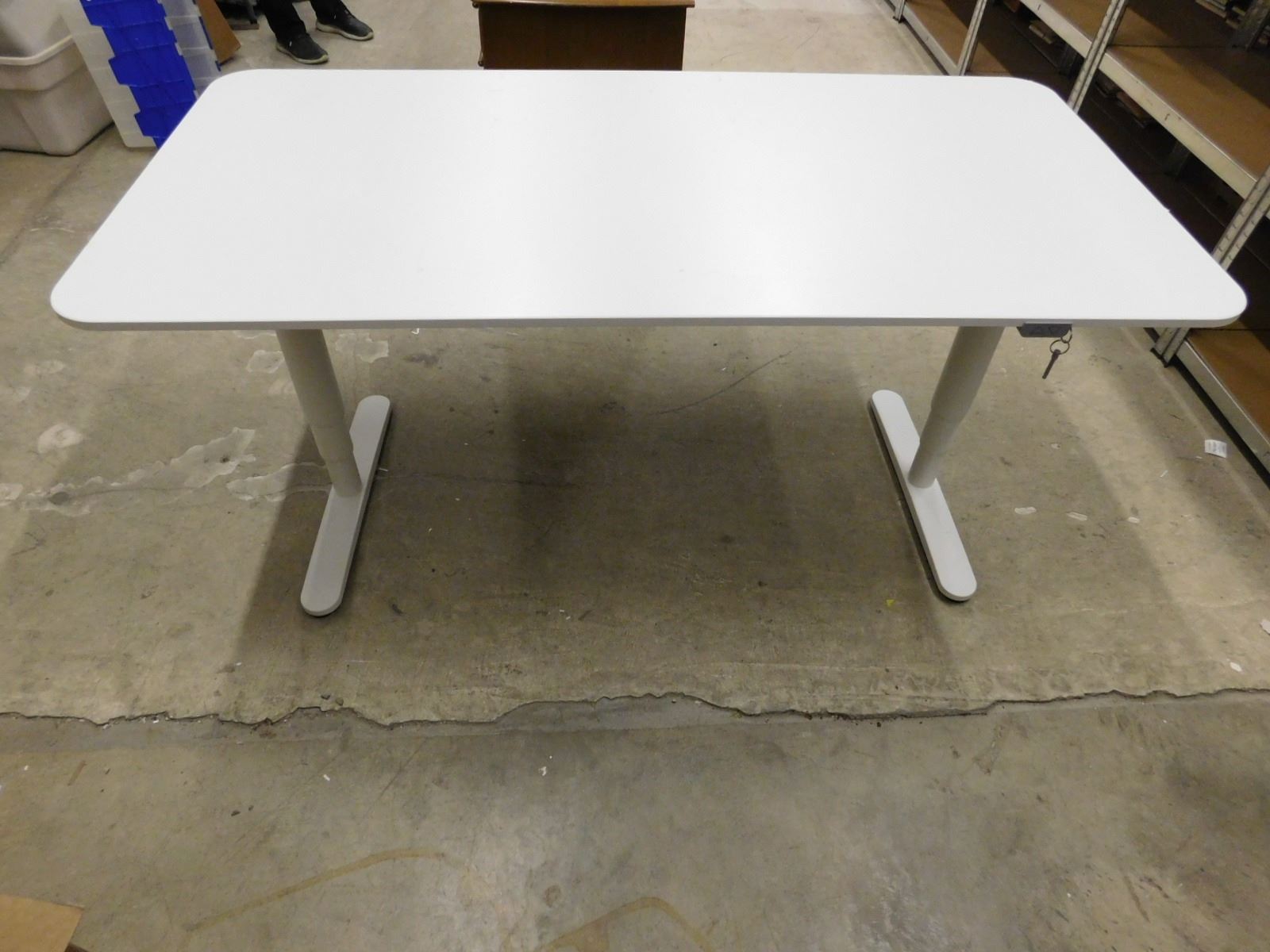 Electric Rising Table White Standing Desk Table Electric Rising Legs Adjustable Height