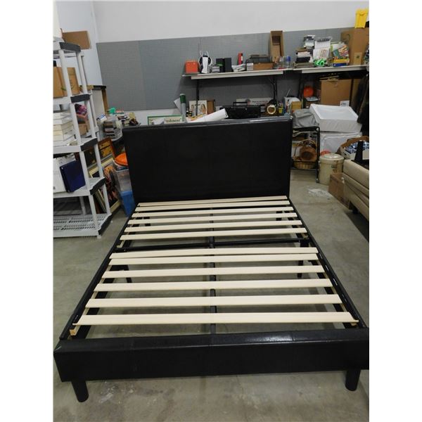 Black Bedframe Double Size With Headboard and Footboard, Rails and Slats