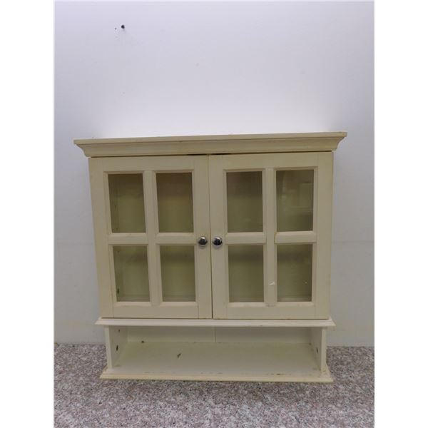 Vintage White Kitchen Cupboard With Glass Doors