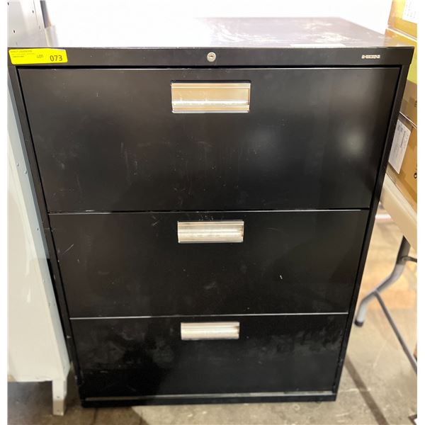 3 door filing cabinet (black) - approx 29 1/2in wide x 19in length x 40 1/2in long)