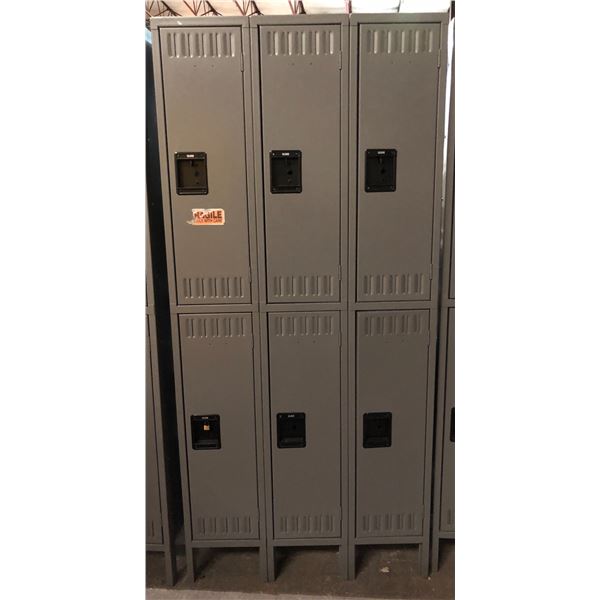 Uline Industrial Lockers - Double Tier, 3 Wide, Assembled (approx. 12in x 36in x 78in H)