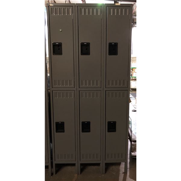 Uline Industrial Lockers - Double Tier, 3 Wide, Assembled (approx. 12in x 36in x 78in H)