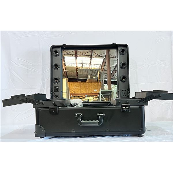 Group of 2 large capacity foldable multi travel full makeup suitcase w/ lights