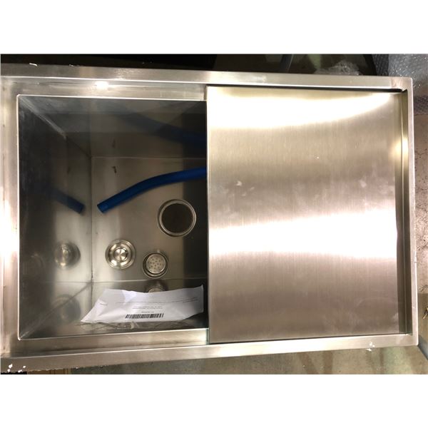 Happybuy - stainless steel drop-in ice chest w/ sliding cover - (approx 18" x 27" 21")