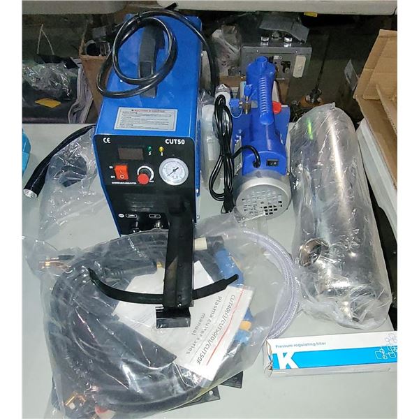 Plasma cutter (model CUT50) - 1 stage vacuum pump / pressure regulating filter & metal tank