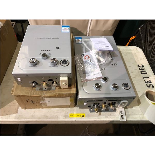Group of 2 cast water heaters - includes 1 18L & 1 6L