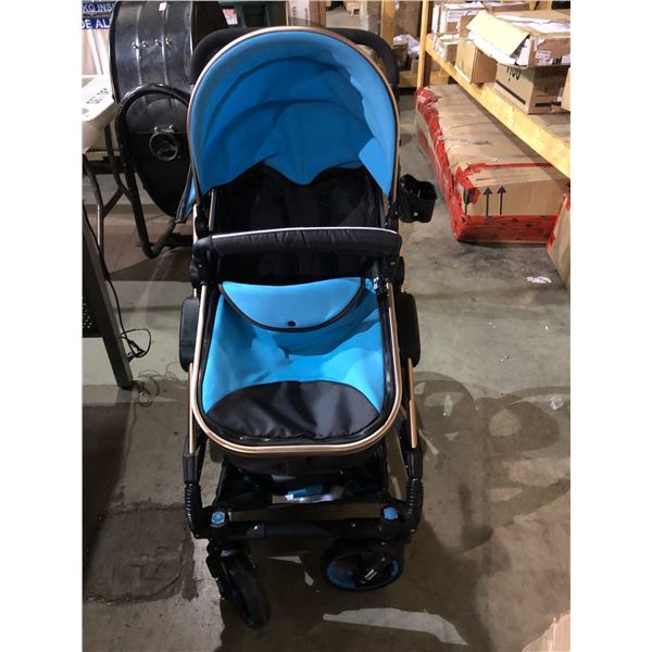 Blue baby stroller