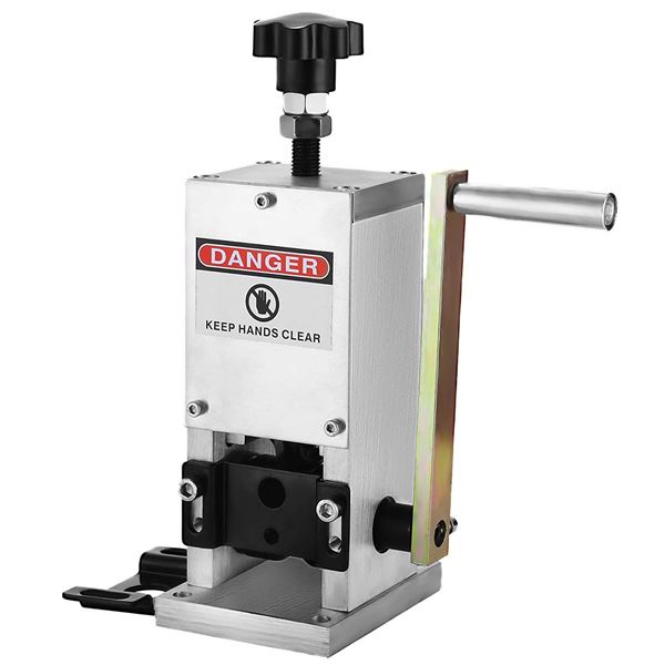 Table lot of misc. - includes micro electric rope hoist / wire stripper machine / vacuum chamber / w