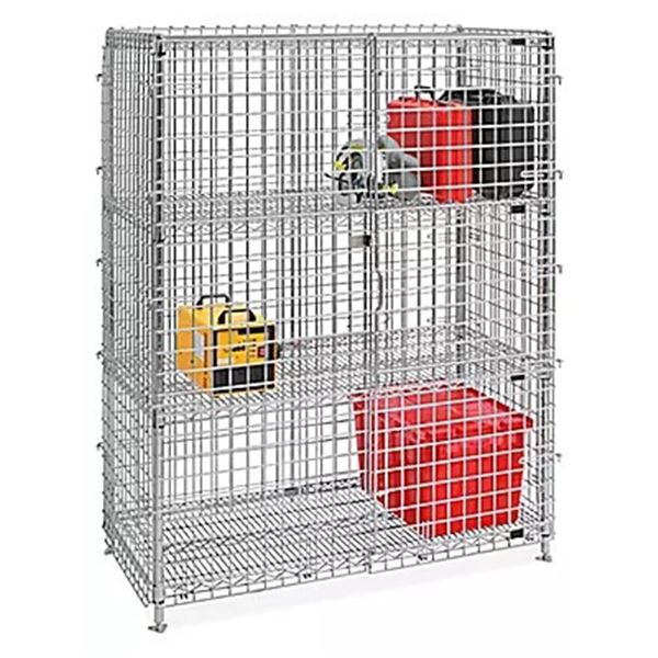 Group of 2 Uline enclosed wire shelving w/ doors