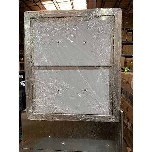 Group of 2 Stainless Steel Drawer Cabinets - 1 Horizontal 2 drawer & 1 Vertical 2 drawer