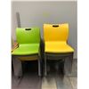 Image 1 : Large group of assorted colour plastic lunch room chairs - approx 32 pcs