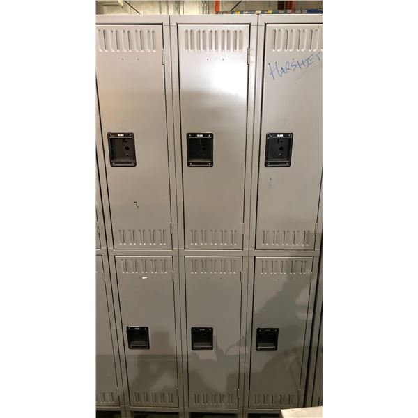 Uline Industrial Lockers - Double Tier, 3 Wide, Assembled (approx. 12in x 36in x 78in H)