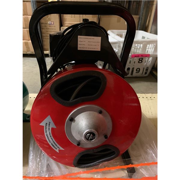 Drain cleaning machine w/power feed - 110V - Pipe Diameter 1"-4" & a large water hose