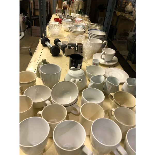 Large group of assorted misc. tableware - ceramic cups/dessert glass stand/glasses etc.
