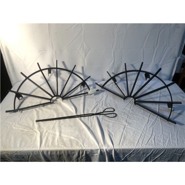 Fireplace stone grate w/charcoal tongs