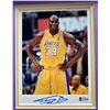 Image 2 : SHAQUILLE ONEAL SIGNED AND CUSTOM FRAMED 8 X 10 (BECKET COA)