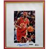 Image 2 : LEBRON JAMES SIGNED AND CUSTOM FRAMED 8 X 10 (BECKET AND UPPER DECK COA)